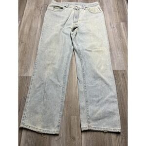 Vintage Lee Jeans Mens 34x29‎ Blue Stone Wash Denim Distressed 90s Y2K Rivets